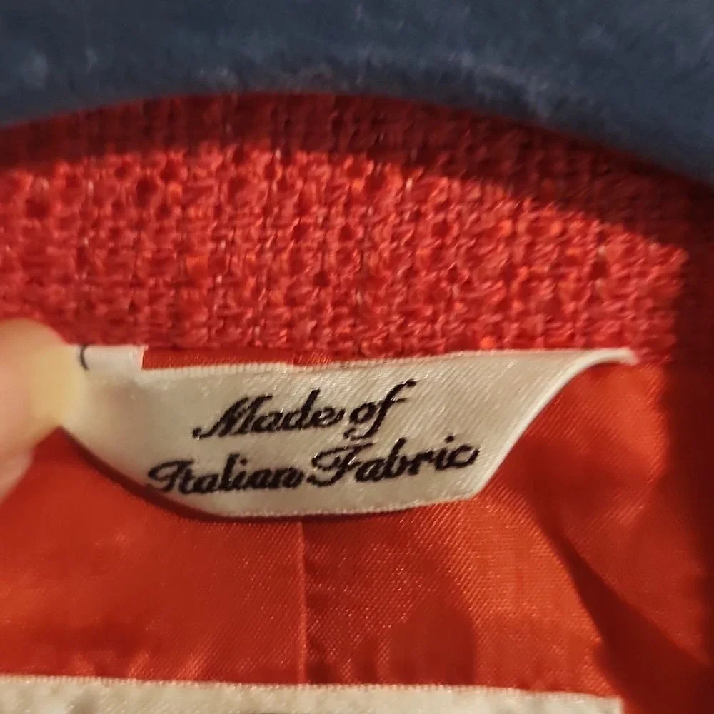 Talbots Orange Italian Viscose Cotton Blazer Pockets 3/4 Sleeve‎ Size 6 Academia